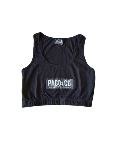 Paco & Co Αμάνικο Crop Top Μαύρο 13453-01