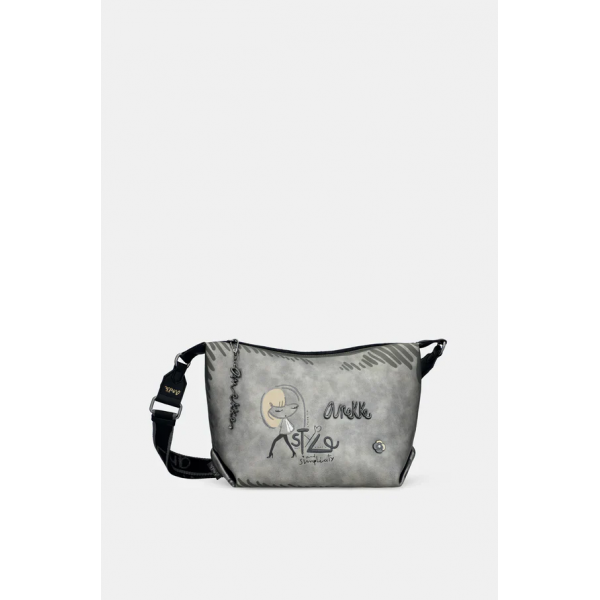 Anekke Γυναικεία Τσάντα Ώμου/Χιαστί Γκρι/Μαύρο NATURE KOKO FW/25 41863-521