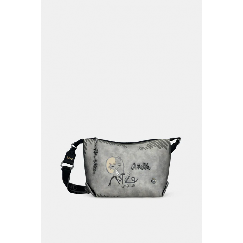 Anekke Γυναικεία Τσάντα Ώμου/Χιαστί Γκρι/Μαύρο NATURE KOKO FW/25 41863-521