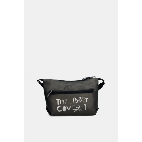 Anekke Γυναικεία Τσάντα Ώμου/Χιαστί Γκρι/Μαύρο NATURE KOKO FW/25 41863-521