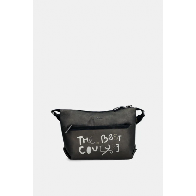 Anekke Γυναικεία Τσάντα Ώμου/Χιαστί Γκρι/Μαύρο NATURE KOKO FW/25 41863-521