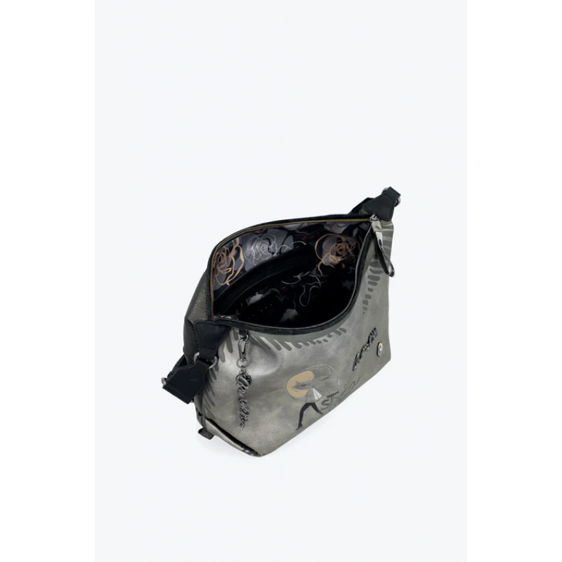 Anekke Γυναικεία Τσάντα Ώμου/Χιαστί Γκρι/Μαύρο NATURE KOKO FW/25 41863-521