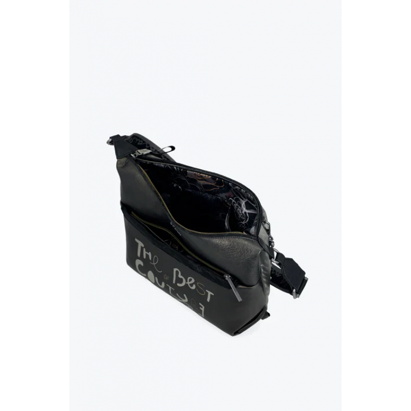 Anekke Γυναικεία Τσάντα Ώμου/Χιαστί Γκρι/Μαύρο NATURE KOKO FW/25 41863-521