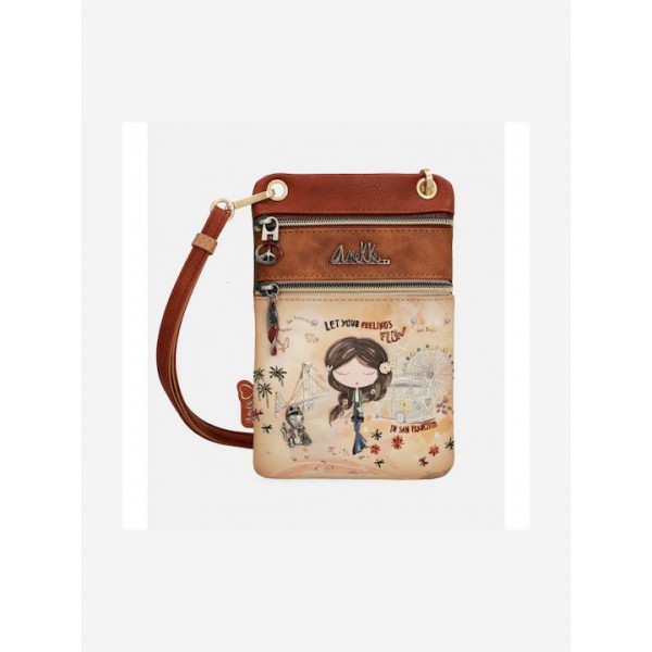 Anekke Γυναικεία Τσάντα Χιαστί Peace And Love Camel Mini 38803-905 