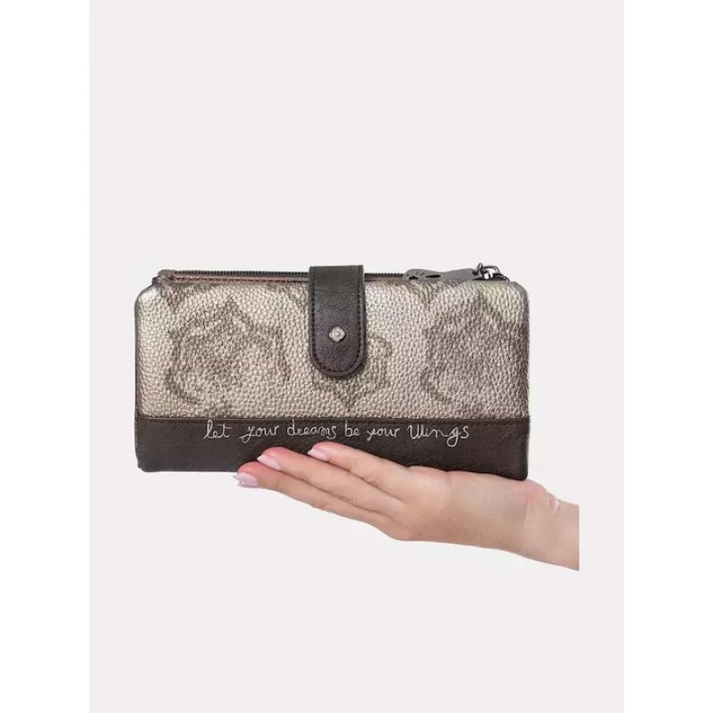 Anekke Γυναικείο Πορτοφόλι Υφασμάτινο Μεγάλο REAL Με RFID Καφέ FW/25 41709-906