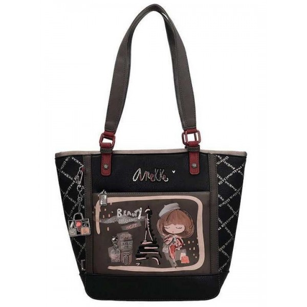 Anekke Γυναικεία Τσάντα Ώμου Μεγάλη Μαύρη Mademoiselle FW/25 41802-134