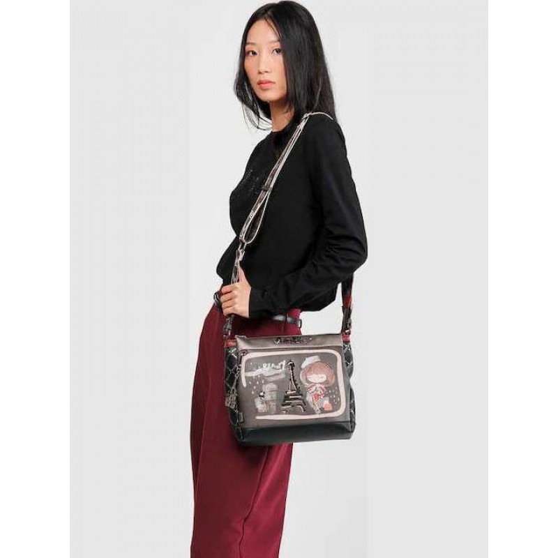 Anekke Γυναικεία Τσάντα Ώμου/Χιαστί Μεσαία 3 Θέσεων MADEMOISELLE Μαύρη FW/25 41803-039