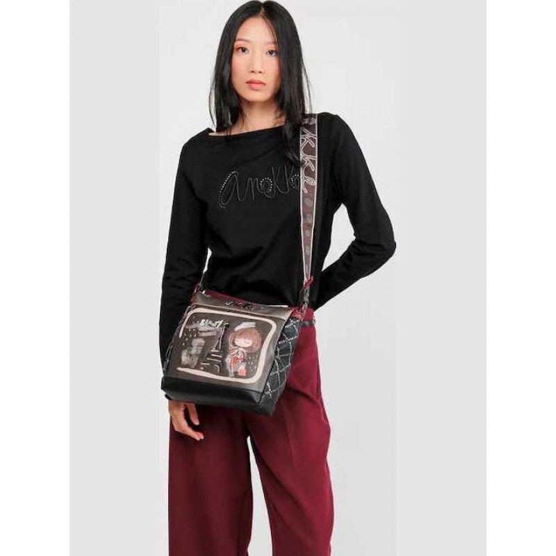 Anekke Γυναικεία Τσάντα Ώμου/Χιαστί Μεσαία 3 Θέσεων MADEMOISELLE Μαύρη FW/25 41803-039