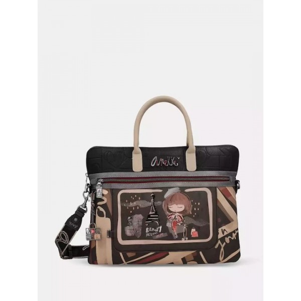  Anekke Γυναικεία Επαγγελματική Τσάντα/Χαρτοφύλακας Χειρός/Ώμου Μαύρη/Πολύχρωμη Mademoiselle FW/25 41806-110