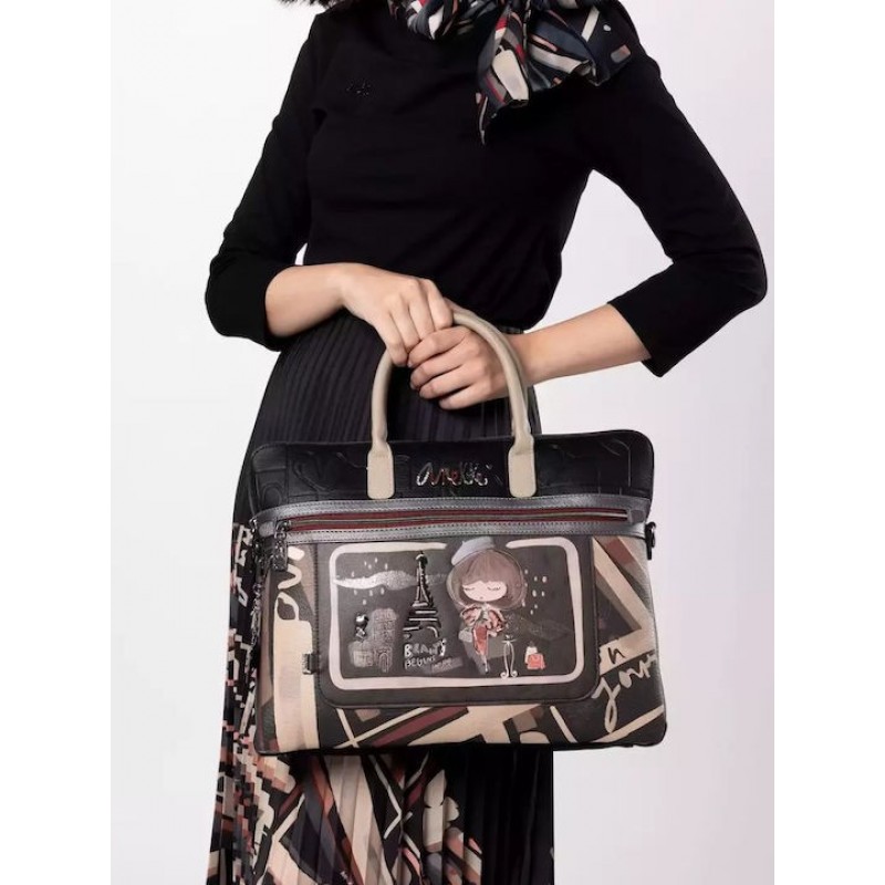 Anekke Γυναικεία Επαγγελματική Τσάντα/Χαρτοφύλακας Χειρός/Ώμου Μαύρη/Πολύχρωμη Mademoiselle FW/25 41806-110