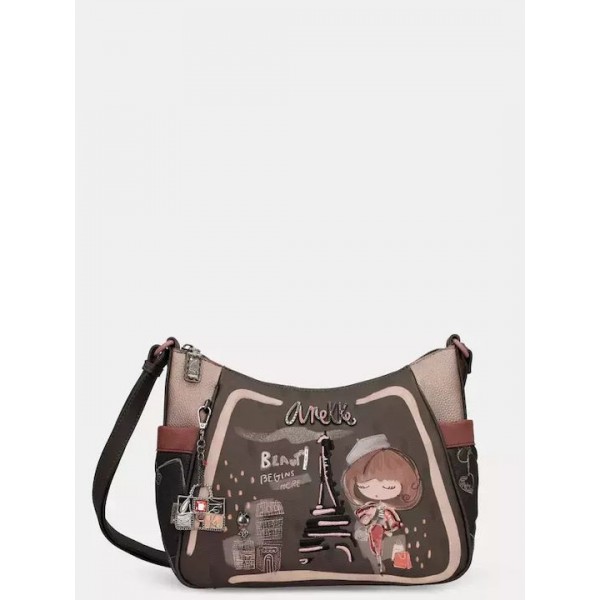 Anekke Γυναικεία Τσάντα Ώμου Μεγάλη Μαύρη/Πολύχρωμη Mademoiselle FW/25 41803-002