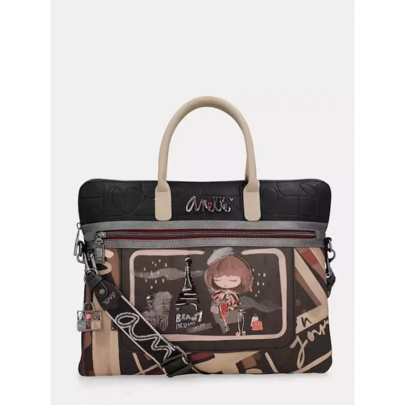 Anekke Γυναικεία Επαγγελματική Τσάντα/Χαρτοφύλακας Χειρός/Ώμου Μαύρη/Πολύχρωμη Mademoiselle FW/25 41806-110