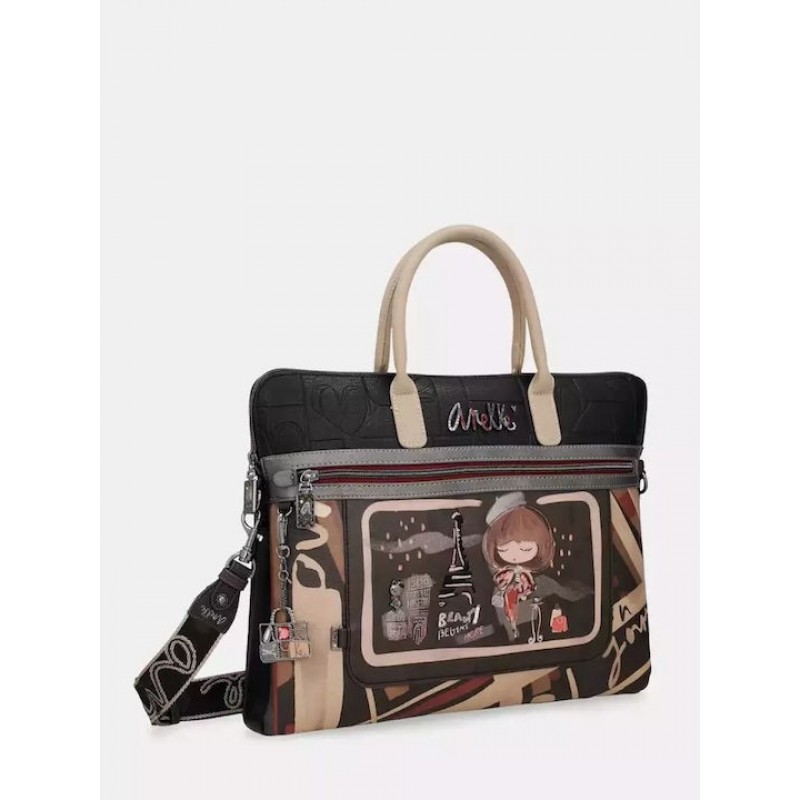 Anekke Γυναικεία Επαγγελματική Τσάντα/Χαρτοφύλακας Χειρός/Ώμου Μαύρη/Πολύχρωμη Mademoiselle FW/25 41806-110