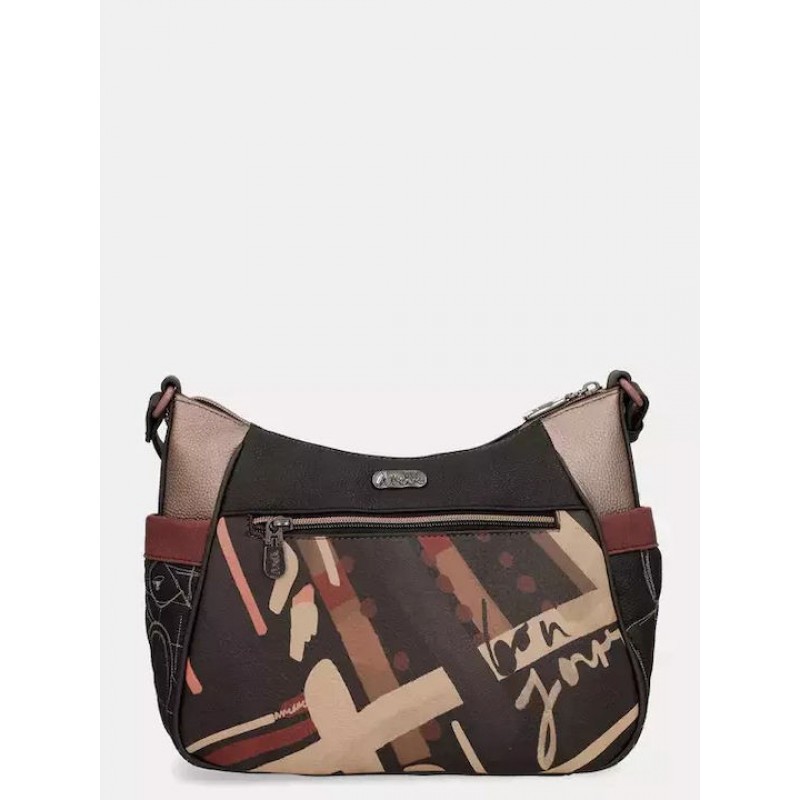 Anekke Γυναικεία Τσάντα Ώμου Μεγάλη Μαύρη/Πολύχρωμη Mademoiselle FW/25 41803-002