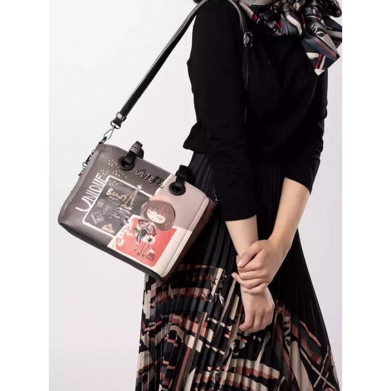 Anekke Γυναικεία Τσάντα Ώμου Μεγάλη Μαύρη/Πολύχρωμη Mademoiselle FW/25 41802-372