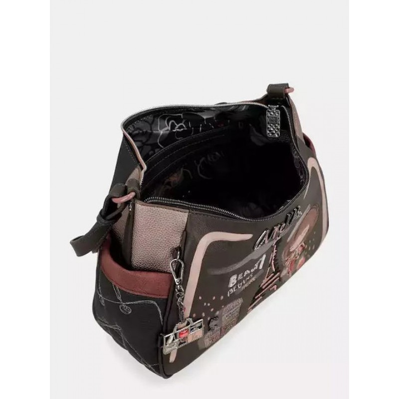 Anekke Γυναικεία Τσάντα Ώμου Μεγάλη Μαύρη/Πολύχρωμη Mademoiselle FW/25 41803-002