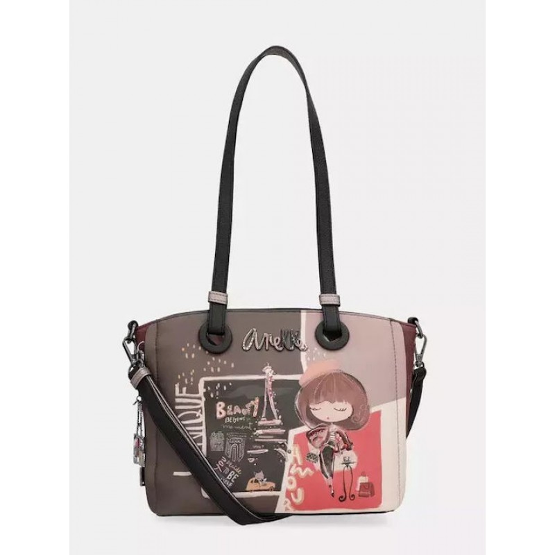 Anekke Γυναικεία Τσάντα Ώμου Μεγάλη Μαύρη/Πολύχρωμη Mademoiselle FW/25 41802-372