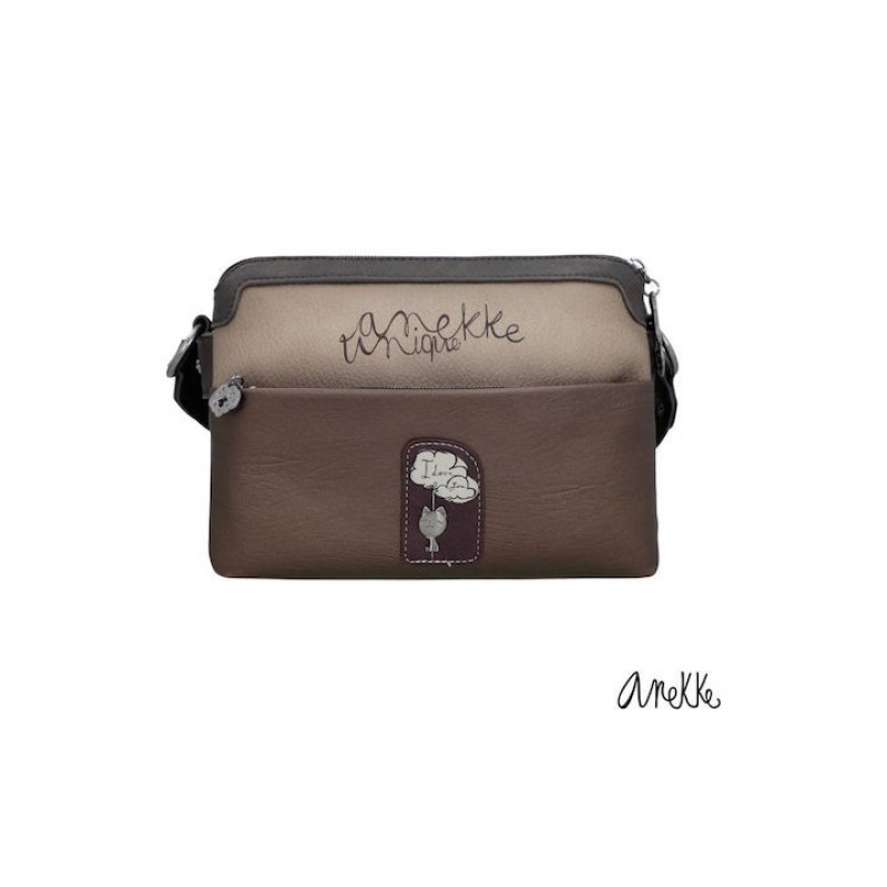 Anekke Γυναικεία Τσάντα Χιαστί/Ώμου Καφέ 2 Θέσεων Manifesto FW/25 41713-160