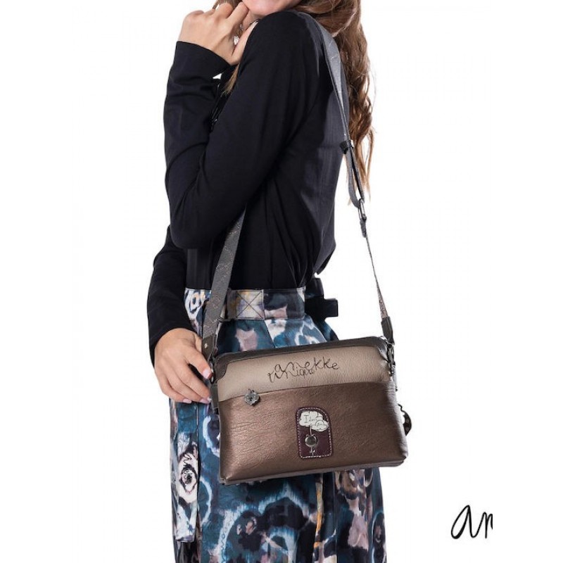 Anekke Γυναικεία Τσάντα Χιαστί/Ώμου Καφέ 2 Θέσεων Manifesto FW/25 41713-160