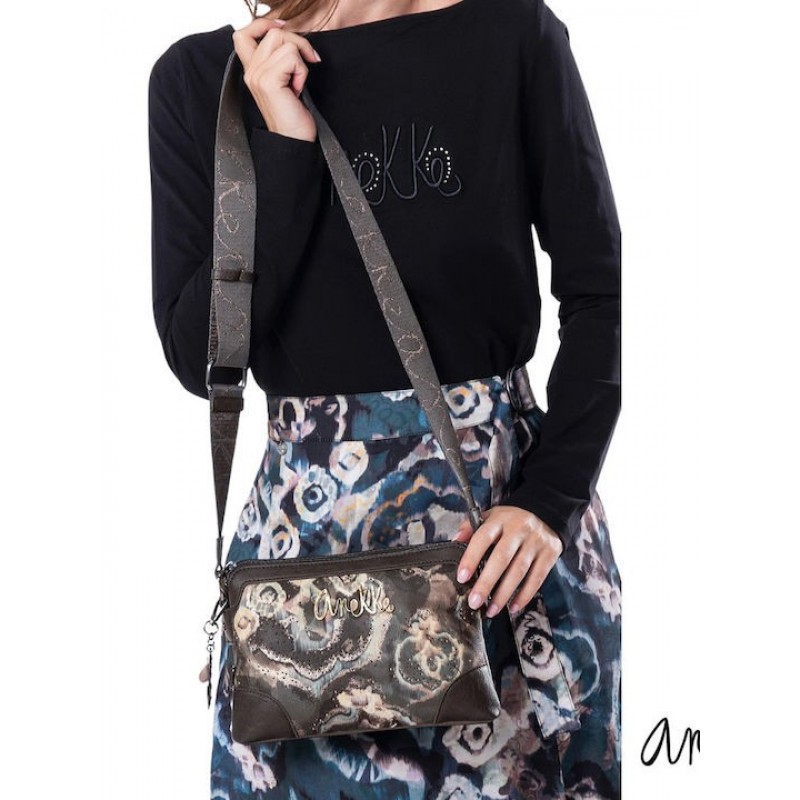 Anekke Γυναικεία Τσάντα Χιαστί/Ώμου Καφέ 2 Θέσεων Manifesto FW/25 41713-160