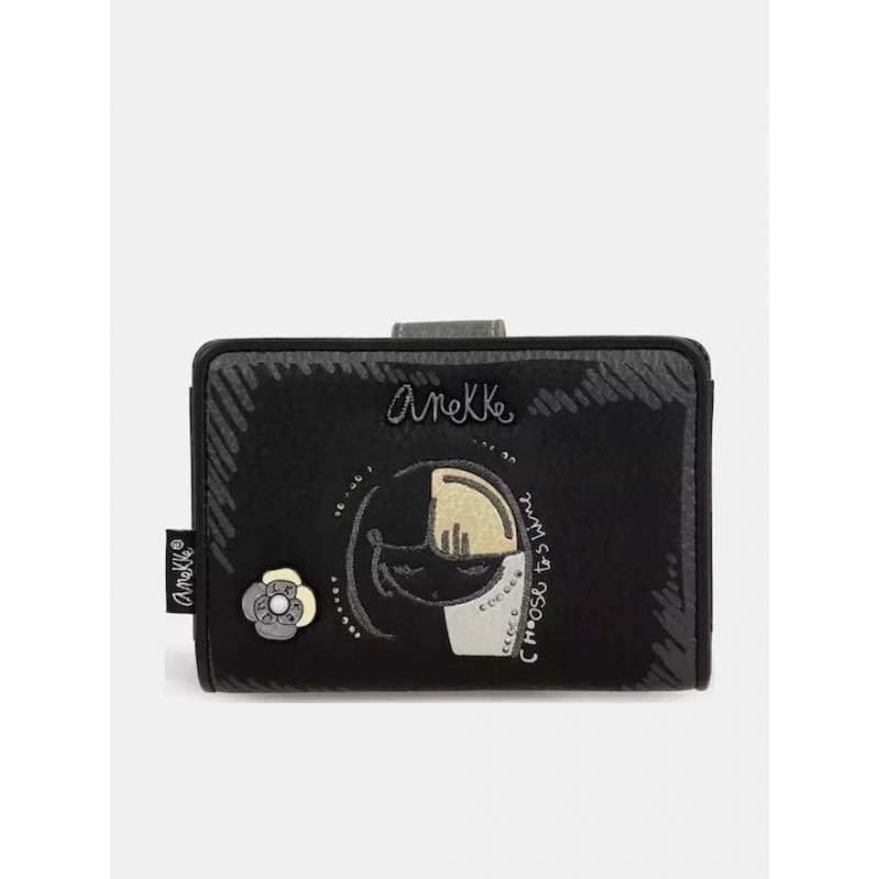 Anekke Γυναικείο Πορτοφόλι Μεσαίο Μαύρο/Γκρι RFID NATURE KOKO FW/25 41869-902