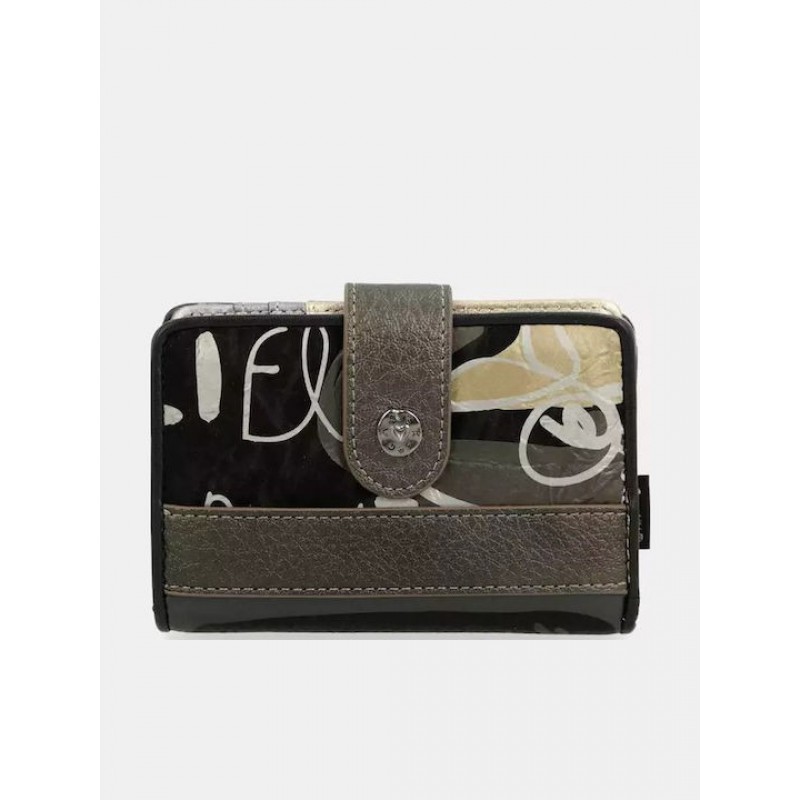 Anekke Γυναικείο Πορτοφόλι Μεσαίο Μαύρο/Γκρι RFID NATURE KOKO FW/25 41869-902