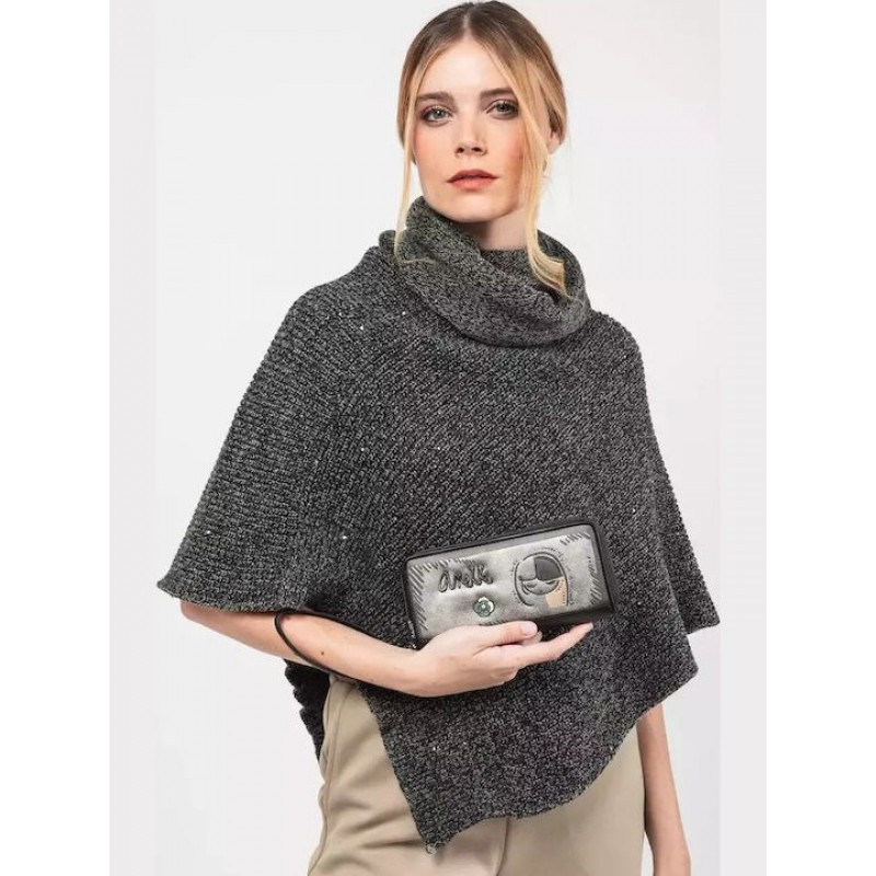 Anekke Γυναικείο Πορτοφόλι Μεγάλο Γκρι/Μαύρο Με RFID NATURE KOKO FW/25 41869-908