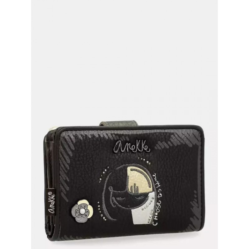 Anekke Γυναικείο Πορτοφόλι Μεσαίο Μαύρο/Γκρι RFID NATURE KOKO FW/25 41869-902
