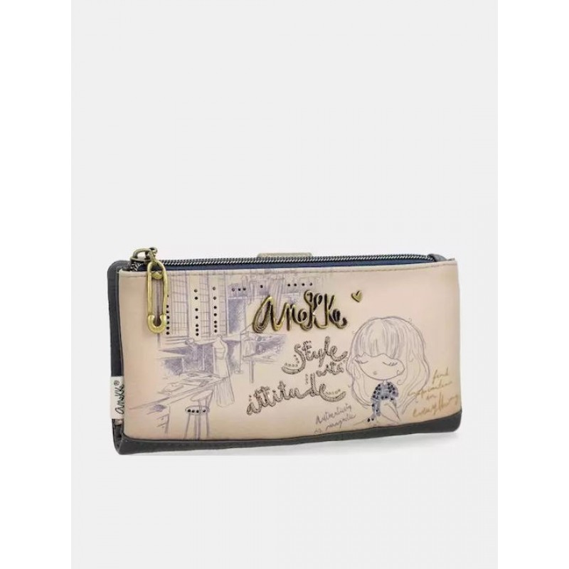 Anekke Γυναικείο Πορτοφόλι Μεγάλο Μπεζ RFID STUDIO FW/25 41849-906