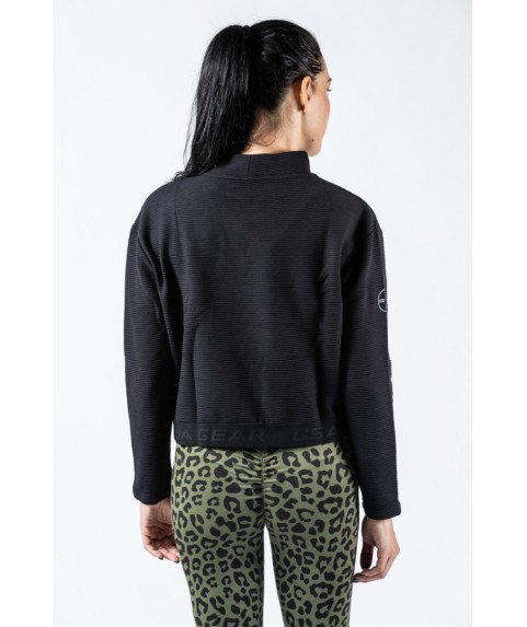 Γυναικεία Μπλούσα μακρύ μανίκη GSA Monk Neck Crop Top Supercotton Black 1728112-01