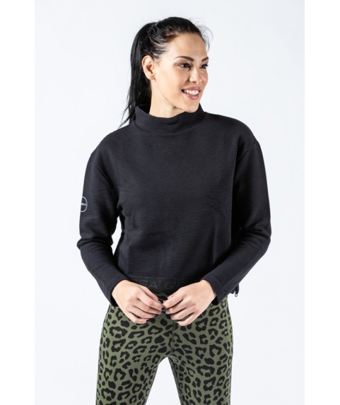 Γυναικεία Μπλούσα μακρύ μανίκη GSA Monk Neck Crop Top Supercotton Black 1728112-01