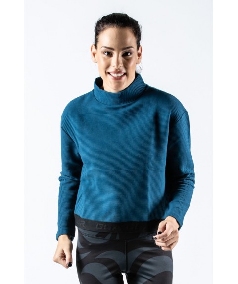 Γυναικεία Μπλούζα μακρύ μανίκη GSA Monk Neck Crop Top Supercotton Petrol1827112-45