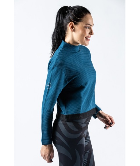 Γυναικεία Μπλούζα μακρύ μανίκη GSA Monk Neck Crop Top Supercotton Petrol1827112-45