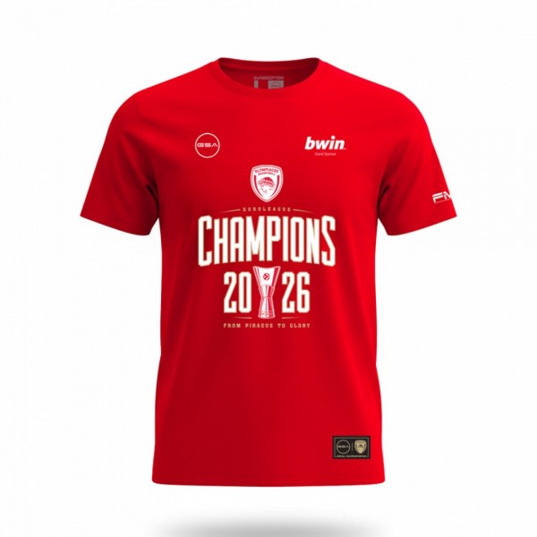 Olympiacos GSA Official T-Shirt Red Euroleague Champions 2026 
