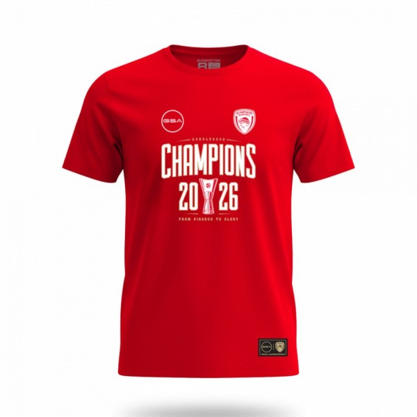 Olympiacos GSA Official Kids T-Shirt Red Euroleague Champions 2026 GT42555