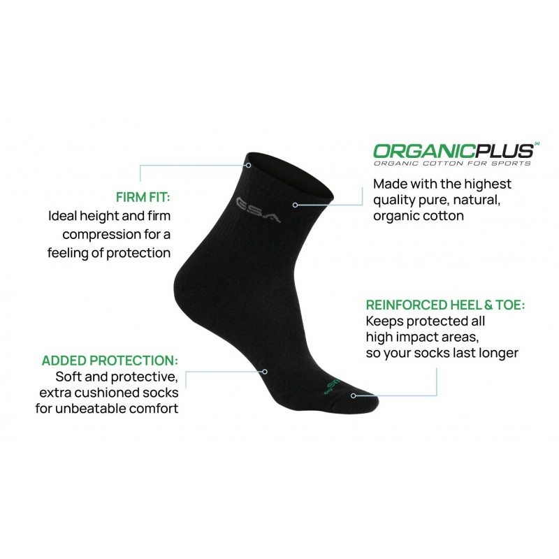 GSA ORGANICPLUS[+] 360 Αθλητικές Κάλτσες Extra Cushioned Quarter / 3Pack 81-8303-Black
