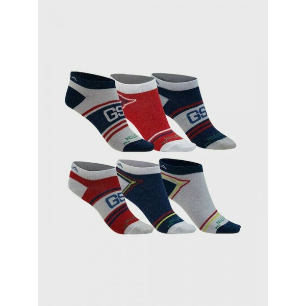 GSA SUPERCOTTON KIDS Ultralight Low Cut Socks / 6Pack Λευκό/Κόκκινο-Μπλε 831904-50