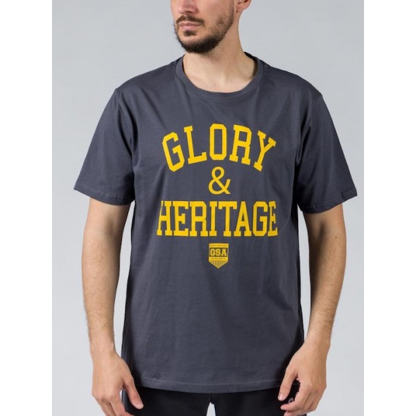 GSA Glory and Heritage Βαμβακερό T-shirt Ανθρακί Regural Fit 371401-Charcoal
