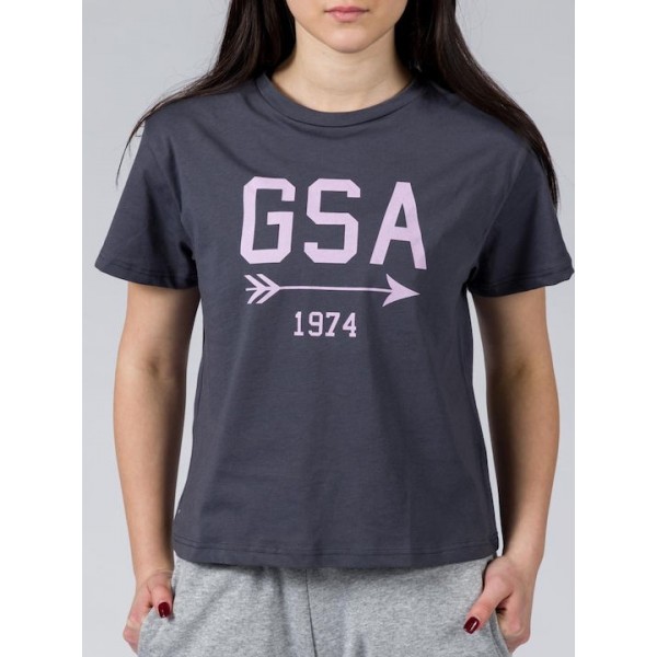 GSA Glory And Heritage Γυναικείο Crop T-shirt Ανθρακί Βαμβακερό Regural Fit 372401-Charcoal