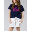 GSA Glory And Heritage Γυναικείο Crop T-shirt Μπλε Βαμβακερό Regural Fit 372401-Ink