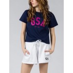 GSA Glory And Heritage Γυναικείο Crop T-shirt Μπλε Βαμβακερό Regural Fit 372401-Ink