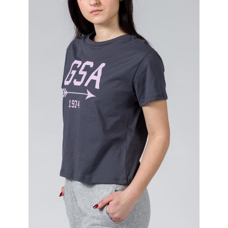GSA Glory And Heritage Γυναικείο Crop T-shirt Ανθρακί Βαμβακερό Regural Fit 372401-Charcoal