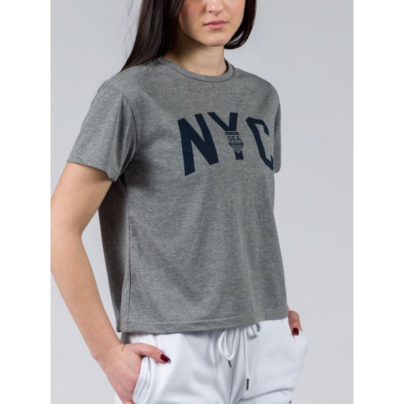 GSA Glory And Heritage Γυναικείο Crop T-shirt Γκρι Σκούρο Βαμβακερό Regural Fit 372401-Gray Melange