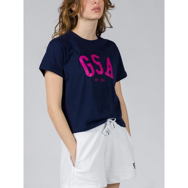 GSA Glory And Heritage Γυναικείο Crop T-shirt Μπλε Βαμβακερό Regural Fit 372401-Ink