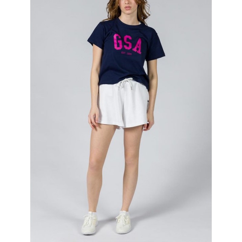 GSA Glory And Heritage Γυναικείο Crop T-shirt Μπλε Βαμβακερό Regural Fit 372401-Ink