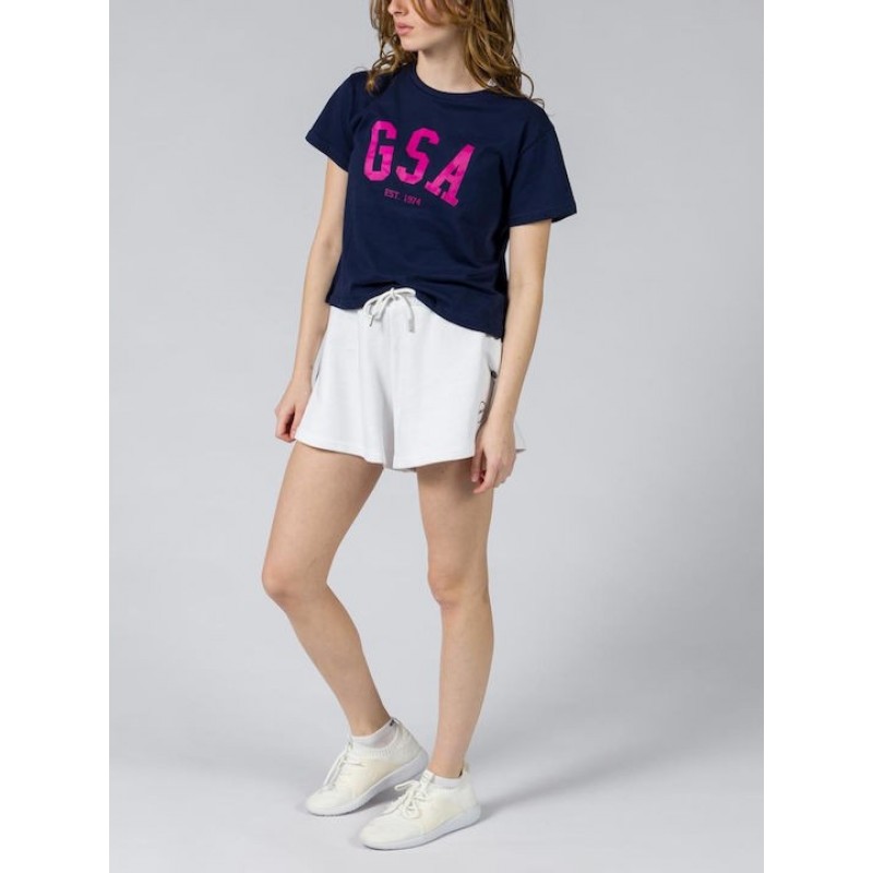 GSA Glory And Heritage Γυναικείο Crop T-shirt Μπλε Βαμβακερό Regural Fit 372401-Ink