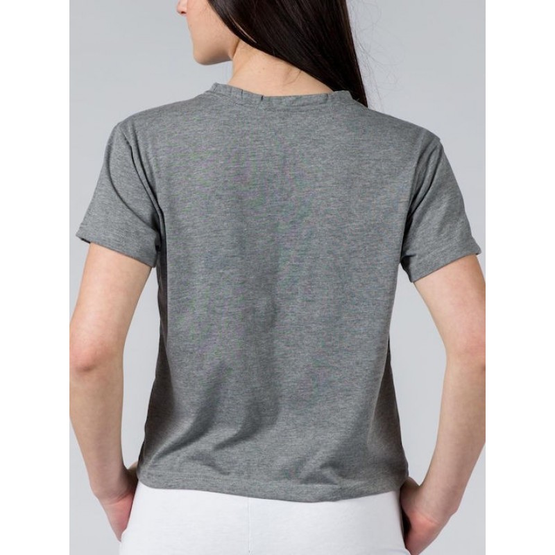 GSA Glory And Heritage Γυναικείο Crop T-shirt Γκρι Σκούρο Βαμβακερό Regural Fit 372401-Gray Melange