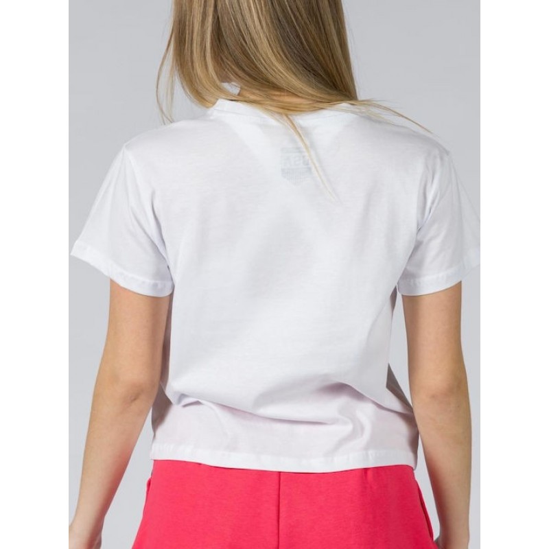 GSA Glory And Heritage Γυναικείο Crop T-shirt Λευκό Βαμβακερό Regural Fit 372401-White