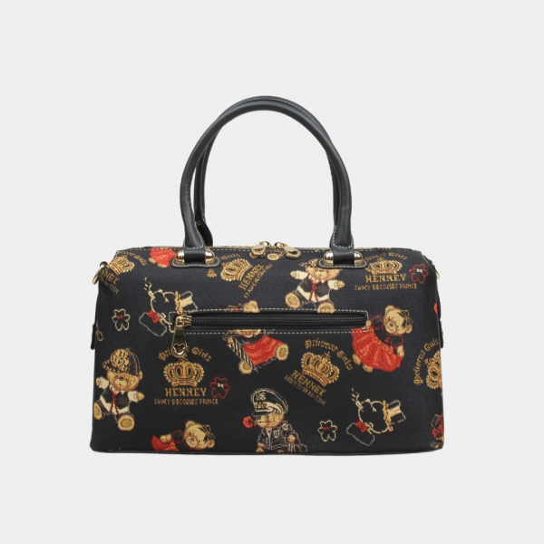 Henney Bear London Γυναικεία Τσάντα Χειρός/Ωμου/ Μαύρη 24/25 H-1111CRB
