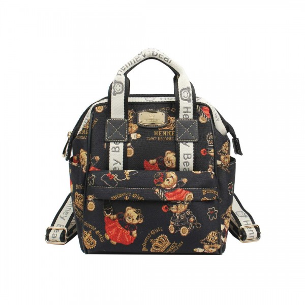 Henney Bear London Γυναικεία Τσάντα Πλάτης Μαύρη 24/25 H-375CRB